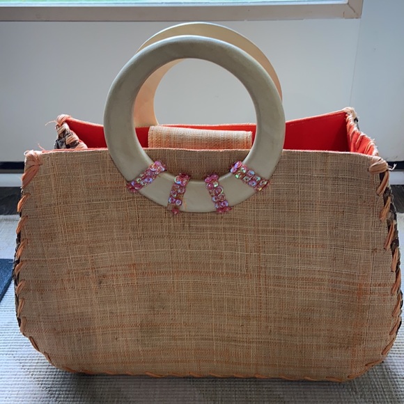 Nordstrom Sequin straw handbag - Picture 2 of 13